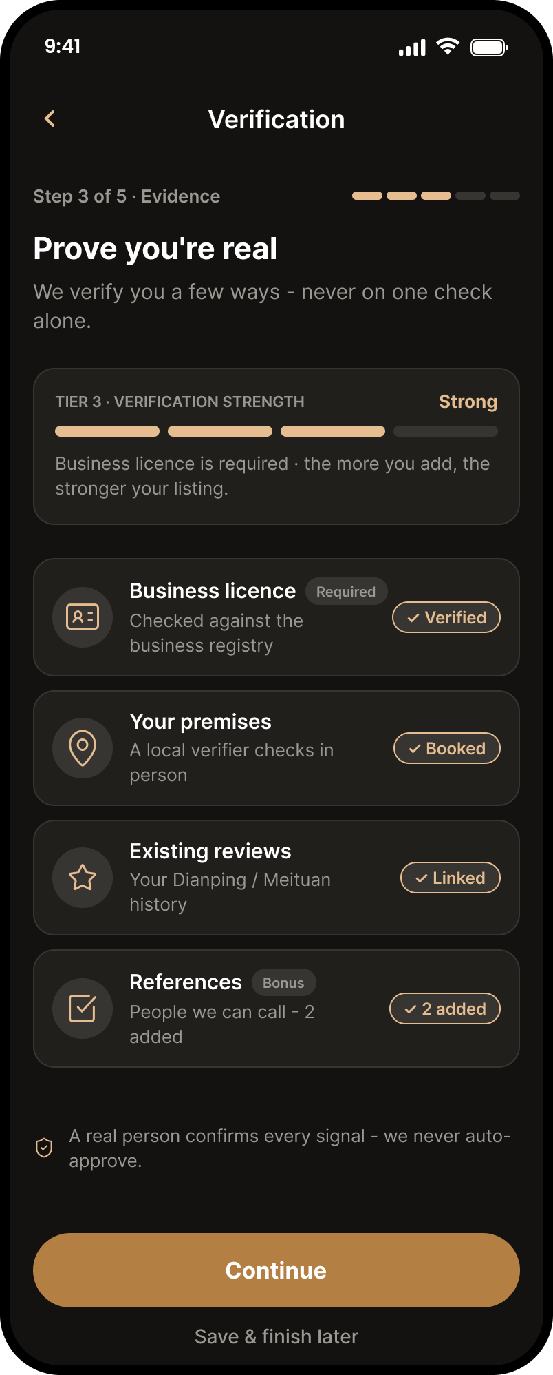 Verification evidence, dark