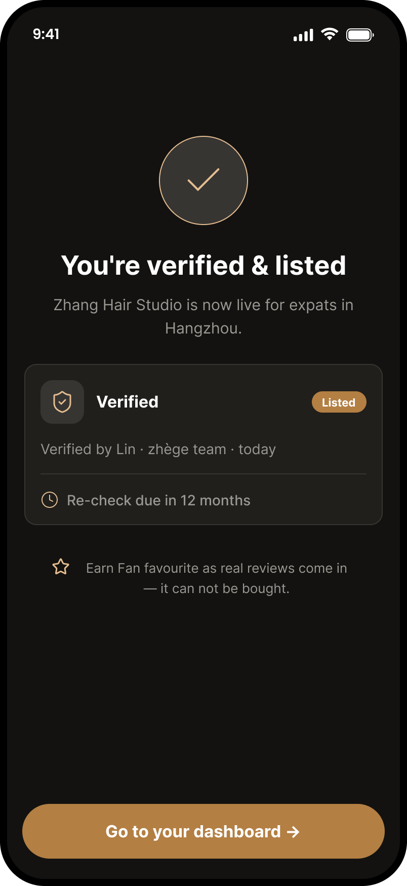 Verified, dark